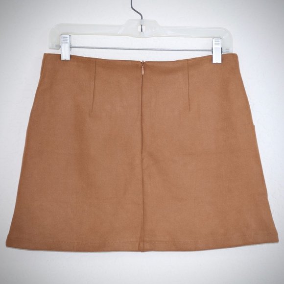 Zara Brown Retro Mini A-line Skirt M Front Pockets Concealed Back Zip Unlined - Picture 4 of 7
